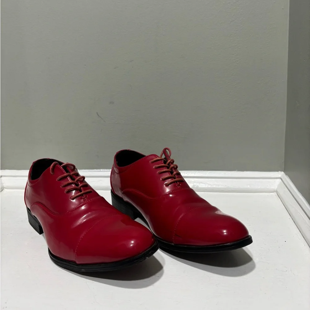 Stacy Adam’s Candy Apple Red Gala Captoe Men's Formal Dress Shoes-size 7.5 - Picture 4 of 10